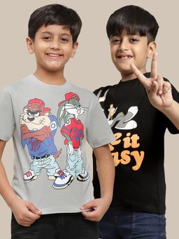 Kidsville - Looney Tunes Printed Multicolor Boys T-Shirts (Pack of 2)