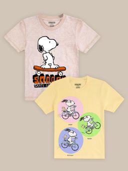 Kidsville - Peanuts Printed Multicolor Boys T-Shirts (Pack of 2)