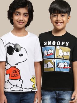 Kidsville - Peanuts Printed Multicolor Boys T-Shirts (Pack of 2)