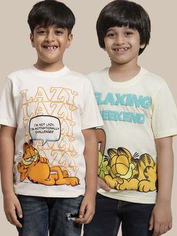 Kidsville - Garfield Printed Multicolor Boys T-Shirts (Pack of 2)
