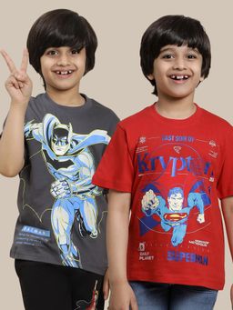 Kidsville - Dc Comics Printed Multicolor Boys T-Shirts (Pack of 2)