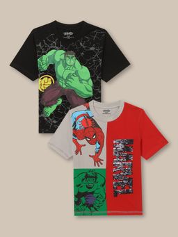 Kidsville - Avengers Printed Multicolor Boys T-Shirts (Pack of 2)