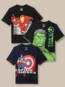 Kidsville - Avengers Printed Multicolor Boys T-Shirts (Pack of 3)