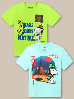 Kidsville - Peanuts Printed Multicolor Boys T-Shirts (Pack of 2)