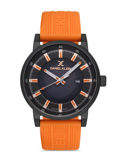 Daniel Klein - Gunblack Grey White Color Silicone Strap Watch for Men DK.1.13198-5