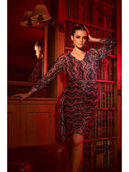 BOHO-CHIC By Sukriti Jain - Red All About Sparkles and Glimmer Mini Skirt