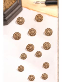 Cosa Nostraa - Men Gold Iconic Shield Button (Pack of 13)