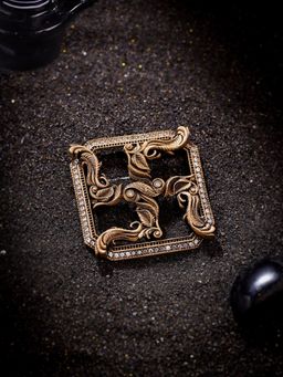 Cosa Nostraa - Men Gold Box Swastik Brooch