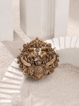 Cosa Nostraa - Men Gold Lion Shield Brooch
