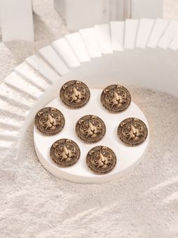 Cosa Nostraa - Men Gold Fiery Tiger Button (Pack of 7)