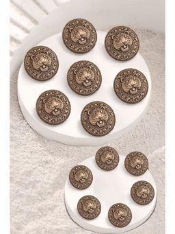 Cosa Nostraa - Men Gold Blazing Tiger Button (Pack of 13)