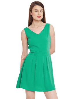 Kazo - Green V Neck Dress