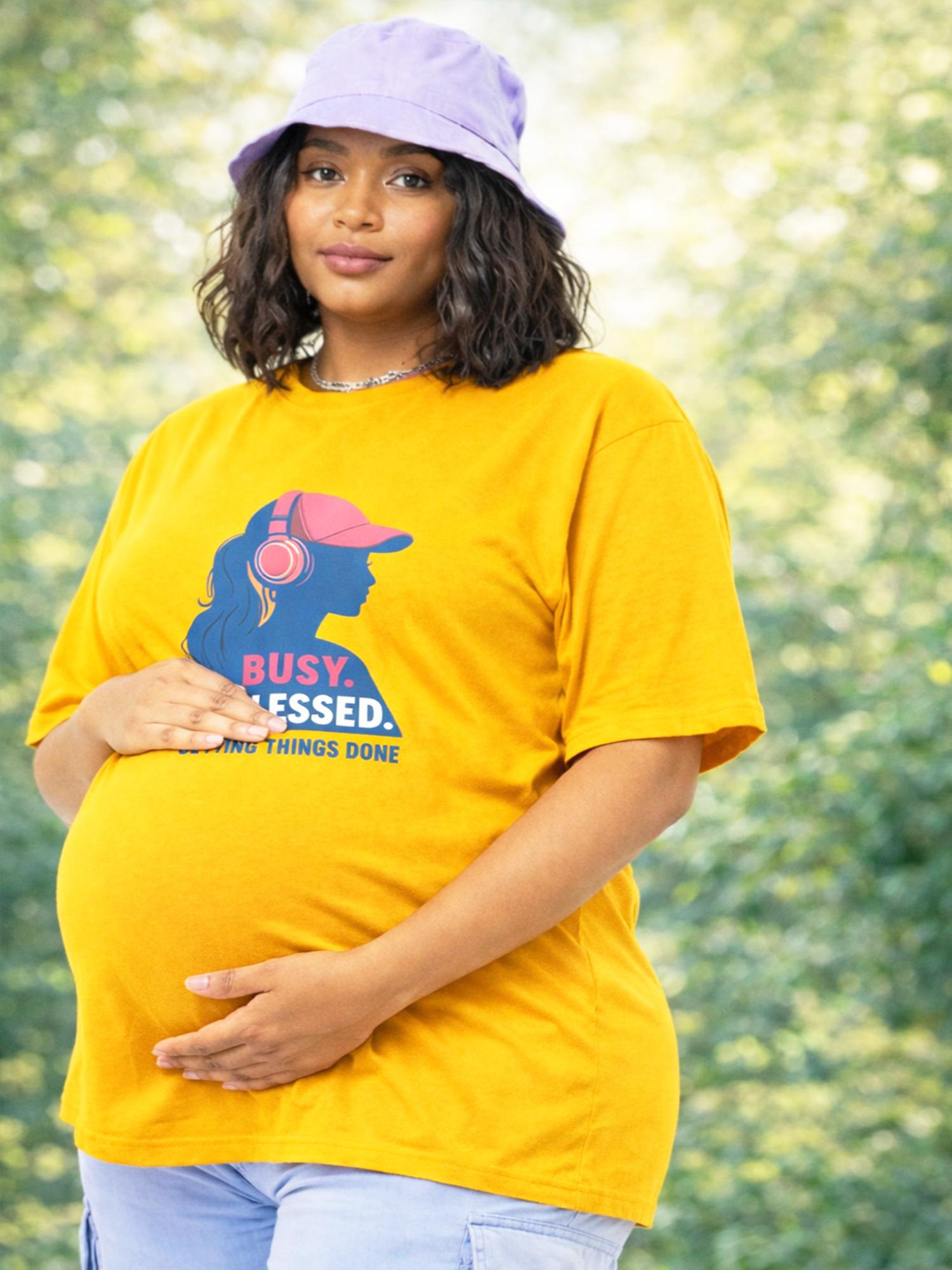 angloindu Women Yellow Graphic Printed Drop Shoulder Maternity T-shirt-picture-7