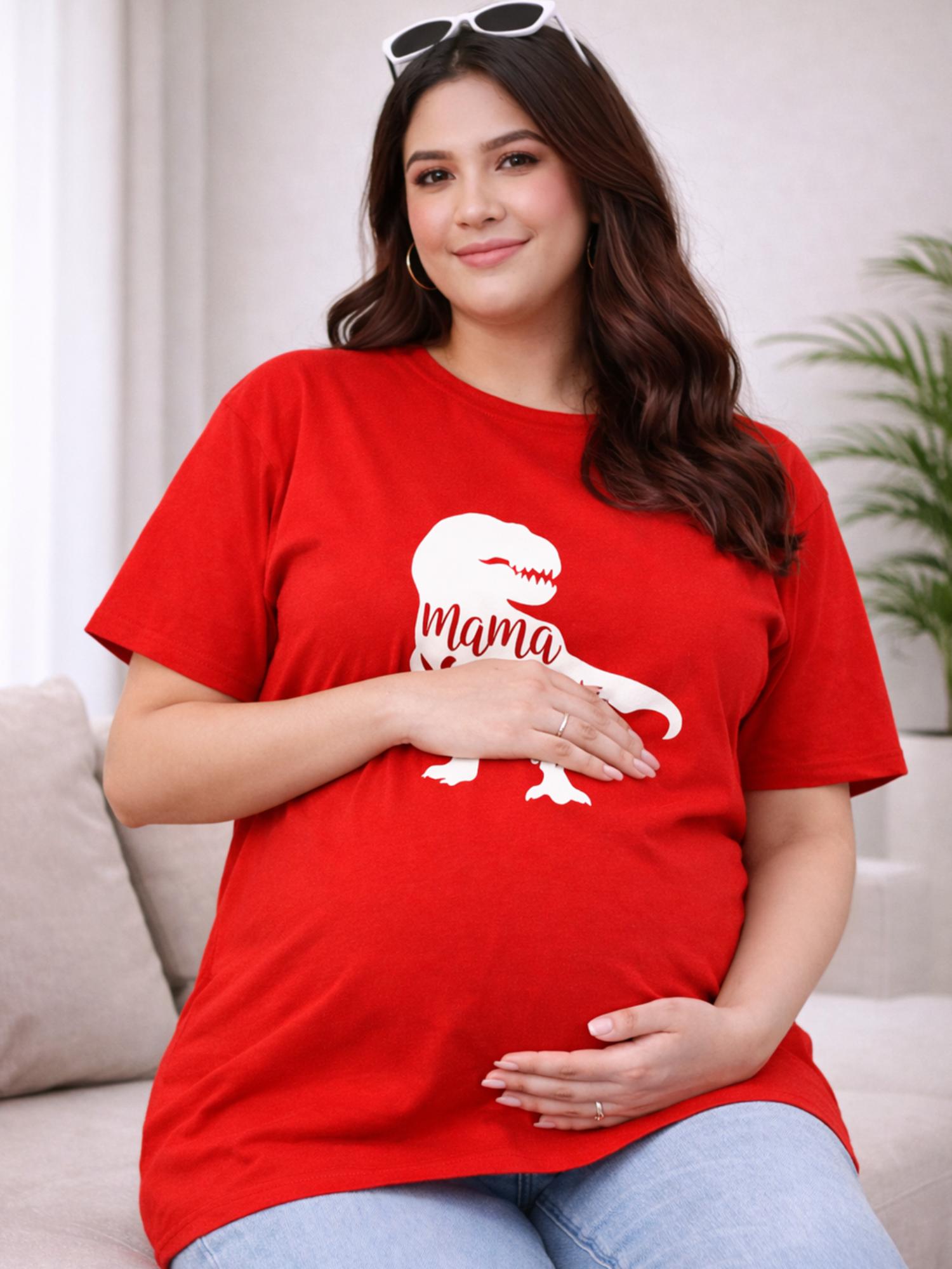 angloindu Women Red Graphic Printed Drop Shoulder Maternity T-shirt-picture-36