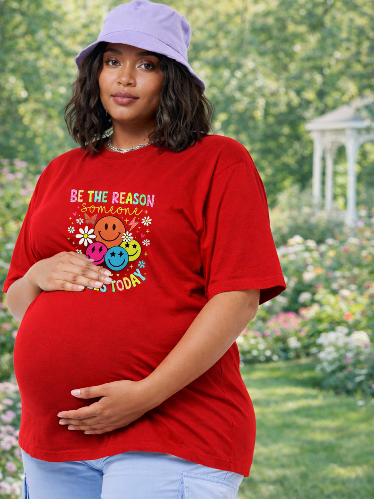 angloindu Women Red Graphic Printed Drop Shoulder Maternity T-shirt-picture-33