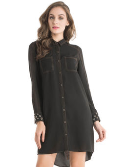 Kazo - Black Jessica Eyelet Embellished Dress