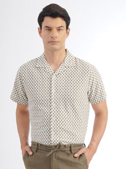 JadeBlue - Men Slim Fit Textured Blended Half Sleeve Casual Shirt - Grey