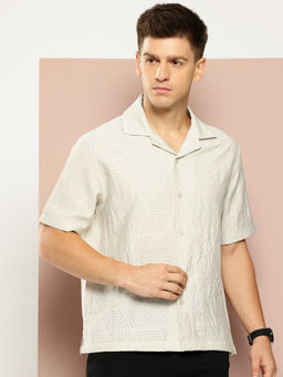 Club York - Beige Self Design Shirt