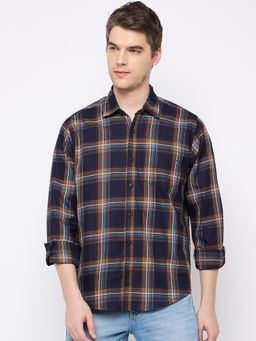 Club York - Navy Blue Checked Shirt