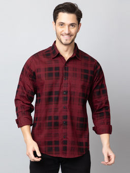 Club York - Maroon Checked Collared Shirt