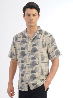 JadeBlue - Men Light Grey Printed Slim Fit Casual Shirt