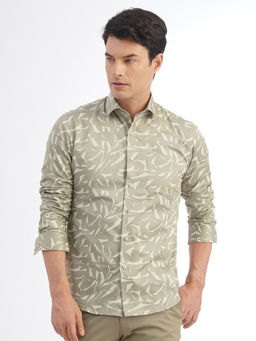 Greenfibre - Men Light Green Slim Fit Printed Party Shirt