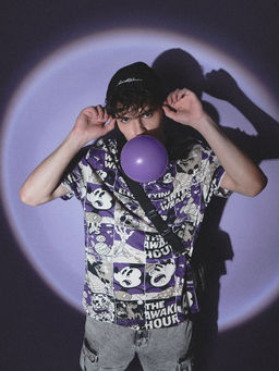 Jack & Jones - Mickey Collection Oversized Fit Purple Round Neck T-Shirt