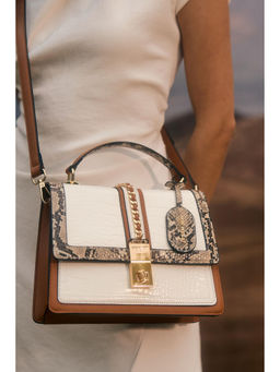 MINI WEST LONDON - White Bella Luxe Handbag with Detachable Strap