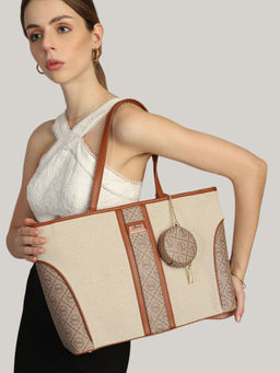 MINI WEST LONDON - Beige Piccadilly Square Tote Bag with Pouch