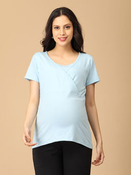 The Mom Store - Light Blue Maternity and Nursing Top