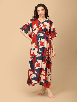 The Mom Store - Autumn In Two Tones Maternity and Nursing Kaftan Nighty