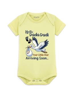 Arvesa - I Dada Dadi See You Little Star Arriving Soon Printed Bodysuit (0-3 Months)