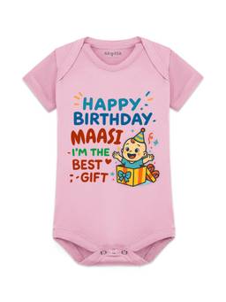 Arvesa - Happy Birthday Maasi I'm The Best Gift Typography Bodysuit