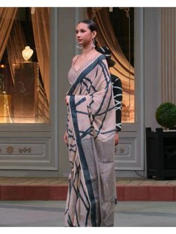 Banana Labs - Crossroads Beige Saree with Wrap Top with Stitched
