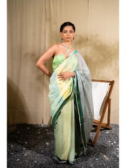 Banana Labs - Marina Plateau Multi Mul Saree with Unstitched