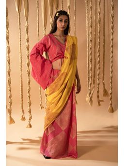 Banana Labs - Aurum Ombre Diamond Saree with Blouse with Stitched