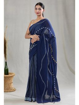 Banana Labs - Crossroads Rhythm 3D Wave Navy Saree