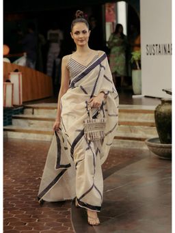 Banana Labs - Crossroads Beige Saree with Unstitched
