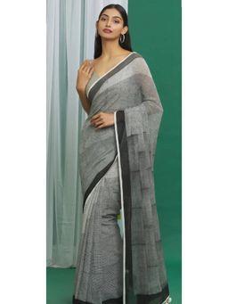Banana Labs - Monochrome Black Cotton Handcrafted Saree