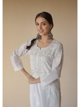Old Marigold - Noori Cotton Hand Embroidered Chikankari White Kurta