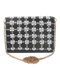 The Purple Sack - Black Embroidered Sling Bag