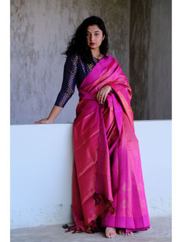 BEGUM BELIYA - Sparkling Magenta Banarasi Brocade Saree with Unstitched Blouse