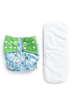 Polka Tots - Reusable & Washable Cloth Diapers with 1 Liner Blue (18-24 months)
