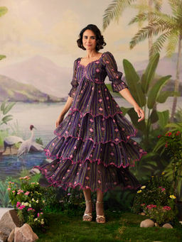 Baise Gaba - Purple Embroidery Printed Vaanya Dress