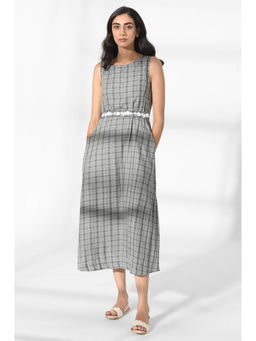 W - Black And Ecru Checks Dress