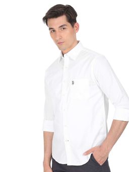 U.S. POLO ASSN. - Men White Spread Collar Solid Casual Shirt