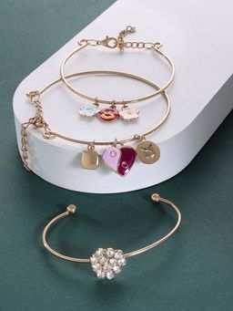 Zaveri Pearls - Set of 3 Multicolor Enamel Charm Contemporary Stack Bracelets-ZPFK14632