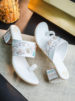 NR by Nidhi Rathi - Womens White Patent Block Heels