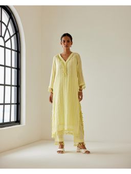 Sage Saga - Antalya Yellow Kurta with Pant and Inner (Set of 3)