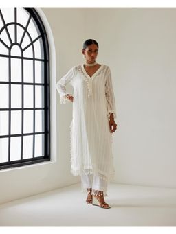 Sage Saga - Explorer White Kurta with Pant and Inner (Set of 3)